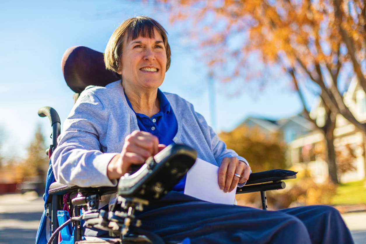 Mature Adult Female with Disability Living Life to the Fullest Photo Series